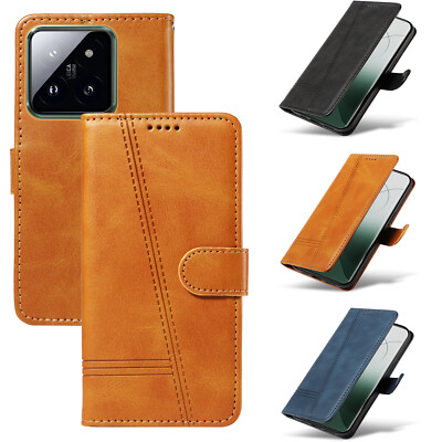 Für Xiaomi 14 13 12 13T Prägung PU Leder Flip Geldbörse Etui Handyhülle Cover