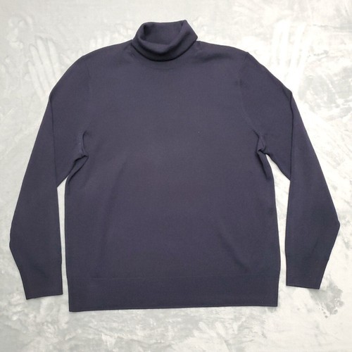 Brooks Brothers Sweater Mens Large Blue 100% Merino Classic Turtle Neck