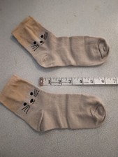 Tan / Light Brown crew Socks with Cat 273888