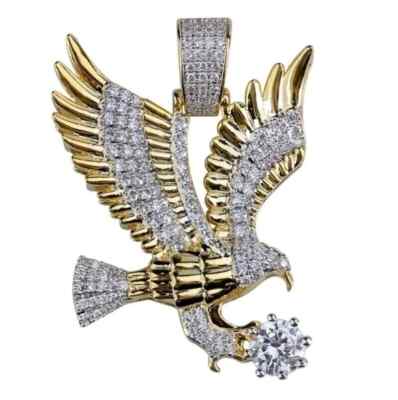 2Ct Round Cut Diamond Animal Eagle Wing Pendant 14K Yellow Gold Plated