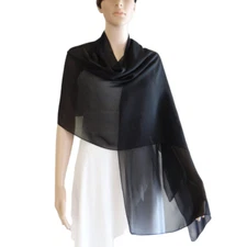 Black Long Scarf. Black Wrap Scarf.  Cheap Chiffon Scarf. Black Chiffon Shawl.