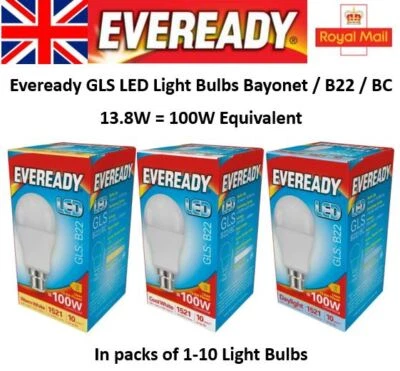 EVEREADY LED GLS Light Bulbs 100W Bayonet BC B22 Warm White Cool, Daylight White 100 Watt