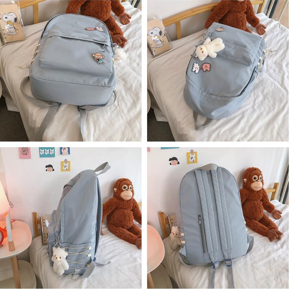 Kawaii Aesthetic Laptop Backpack - 15.6 Inch, Water-Resistant, With Cute Pendant Accessory - View #9