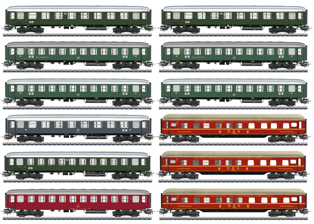 Marklin 00766 Tinplate 12 piece DSB FS DB ÖBB DSG passenger coach