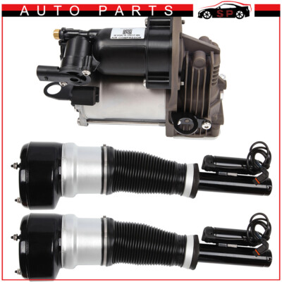 2Pcs Front Air Suspension Shock &1* Compressor Pump For Mercedes S500 S550 CL500