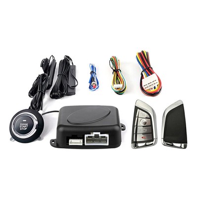 Car Keyless Entry Engine Start Alarm System Push Button APP Remote Starter Stop.