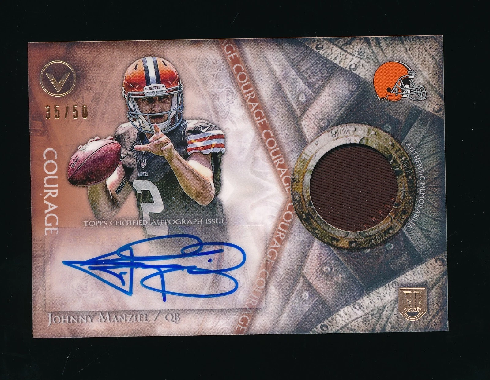 Johnny Manziel Topps Valor Shield of Honor Autograph Patch #SOHJMA Base