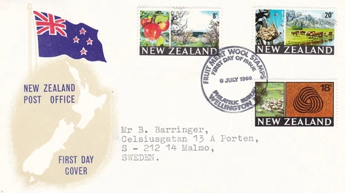 New Zealand 1969 Definitives FDC Bureau Cancel typed VGC