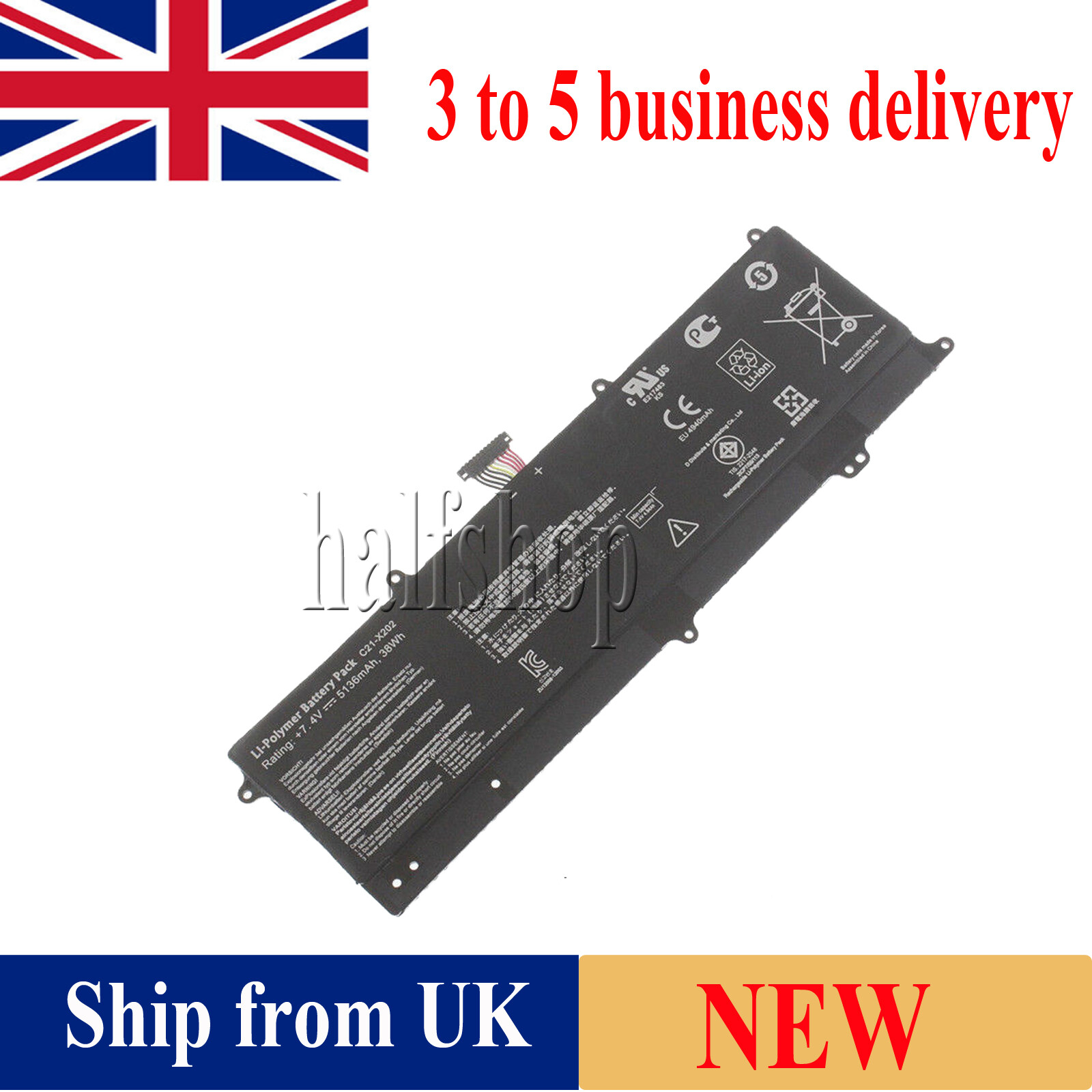Battery C21-X202 replacement For ASUS VivoBook S200 S200E X202E X201E Q200E