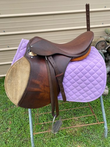 Gebrauchter 17" breiter Baum Blue Ridge braun Leder AP englischer Sattel mit Beschlägen, Polster