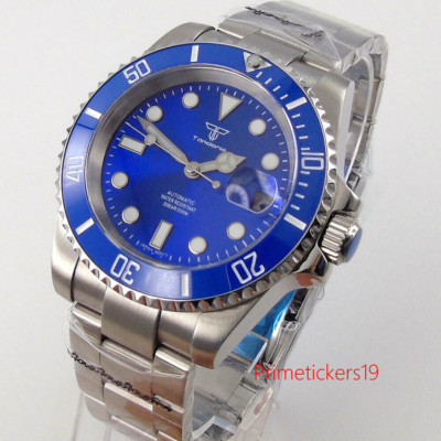 Tandorio Blue Sunburst Dial NH35A 40mm Men's Automatic Dive Watch Sapphire Lume