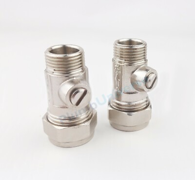 2 x 15 mm x 3/8'' BSP Trennventil Flachgewinde für Flexis etc. (Paar)