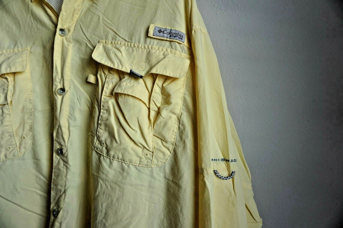 Chemise De Pêche Columbia PFG Homme Jaune – Taille XL Ventilée 100% Polyester
