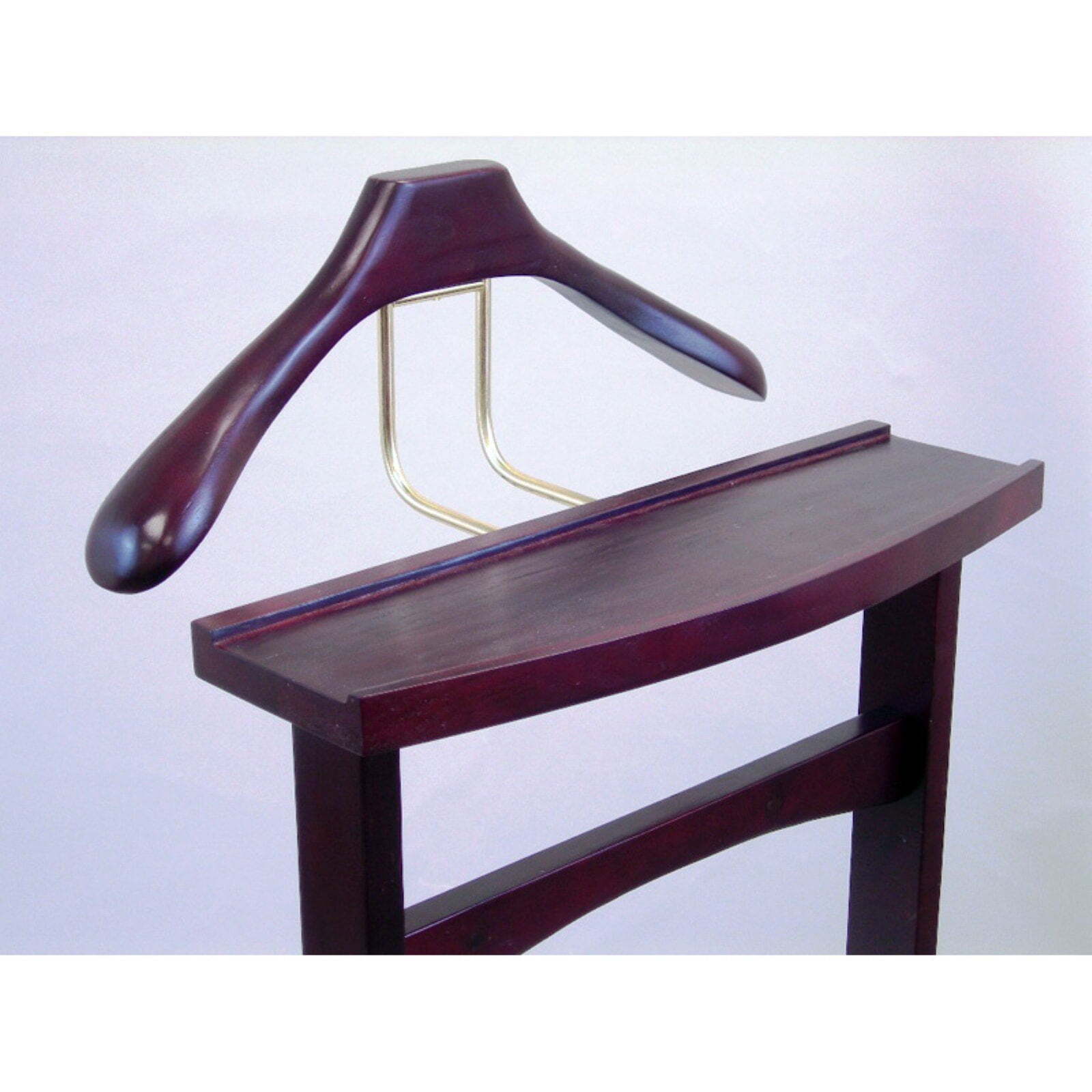 Ashton Wardrobe Valet Dark Mahogany Stand with Hooks & Shelf-image