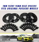 Black Wheel Spacers 7mm 15mm Fit Porsche 911 996 997 Coupe Alloy + Bolts 5x130