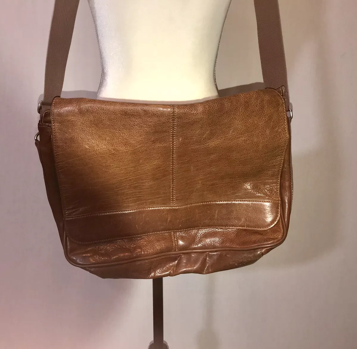 Vintage Wilson Leather Brown Distressed Messenger Bag Briefcase Mens unisex