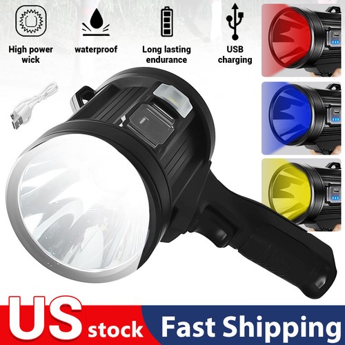 Solar Rechargeable Spotlight Handheld Hunting Flashlight Led Spot Light Portable