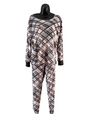 Joyspun 2 Piece Long Sleeve Top  Pant PJ Pajama Set Pink  Gray Plaid Small