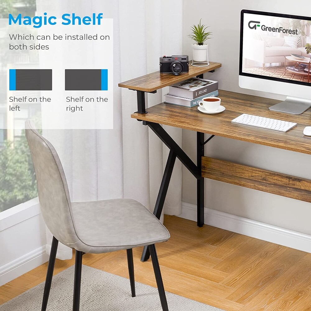 Furinno Go Green Home Laptoptafel – Columbia-walnoot/zwart/donkerbruin, Compact Met Zijplank En Opberglade