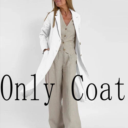 Women's suit jacket vest/top+pants new patchwork cotton linen casual set - Bild 33 von 34