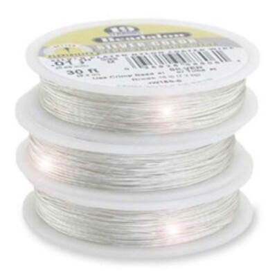 Beading Wire, Silver, Beadalon 30 Foot Spool 19 Strand 0.015'' Diameter Wire