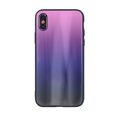 FÜR APPLE IPHONE 13 PRO - AURORA GLAS Back Case Hülle Tasche Handy SCHWARZ ROSA