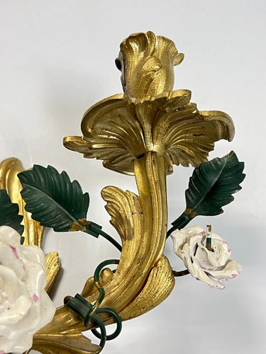 Pair Antique 19th Century French Louis Rococo XV Style Gilt Bronze Sconces - Picture 17 of 24