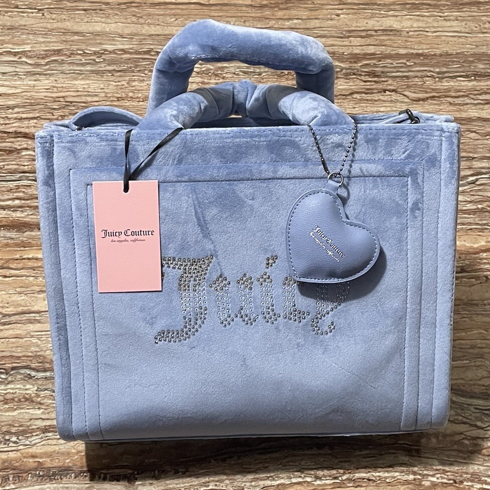 JUICY COUTURE　青いスエードレザーハンドバッグ　ジューシークチュール NEW! NWT JUICY COUTURE Heritage Satchel Velour Handbag Regal Blue