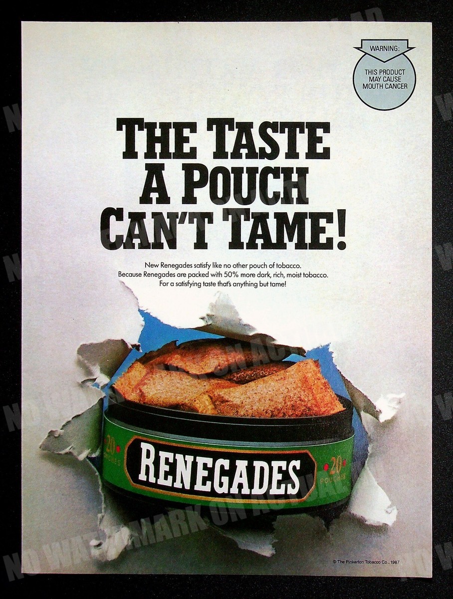 Renegades Chewing Tobacco Pouches 1988 Trade Print Magazine Ad Poster  ADVERT