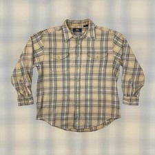 VTG 90s Route 66 Classic Plaid Flannel Button Shirt Adult L Tan Multi Cotton