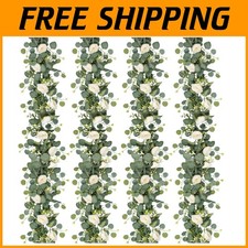 Artificial Eucalyptus Vine with White Roses