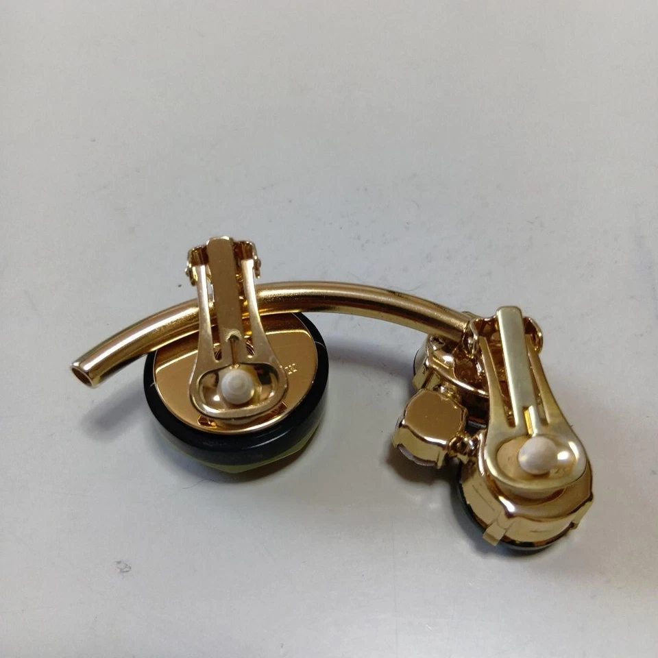 Marni Maruni Single Ear Cuff Green Gold Plated Earrings With Rhinestones Women L - Image 3 of 4