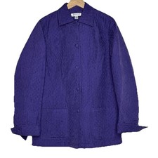 Coldwater Creek Sz S Purple 100 Silk Button Up Quilted Barn Jacket Cottagecore