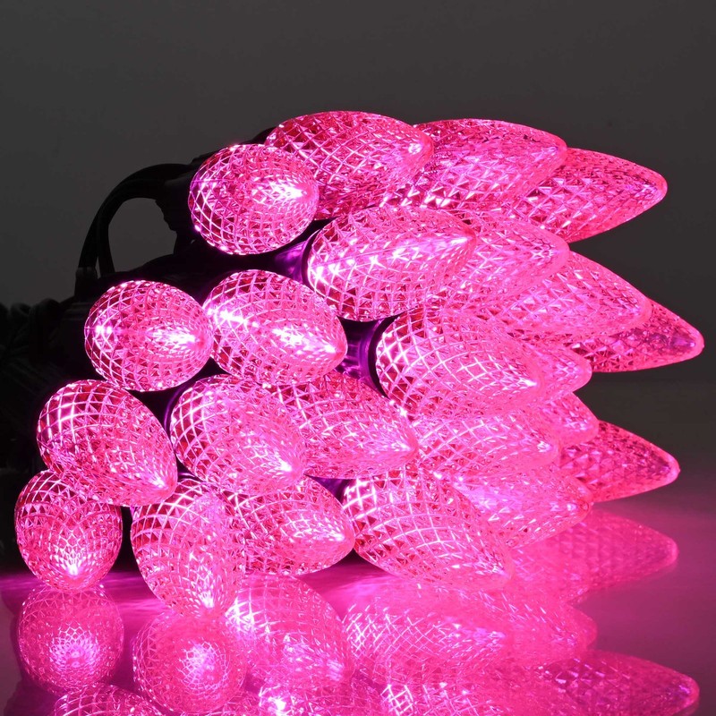 DELight 25PCS C9 LED Christmas Light Bulbs Replacement Pink UL Listed Decor