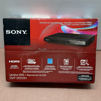 Sony DVP-SR510H DVD Player 1080p Upscaling HDMI Black Region 1 Remote Cables