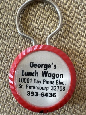 Vintage Keychain George s Lunch Wagon Bay Pines 76 Service St. Old Pull Apart