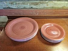 8pc Philippe Richard SWIRL Hand Painted Hand Crafted 4 Dinner and 4 Salad Plates