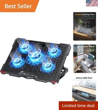 Laptop Cooling Pad 5 Fans Up to 17.3 Inch Heavy Notebook Cooler, Blue LED Lig...