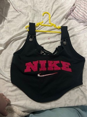 Nike Reworked Corset Top Lace Up Back  size  L/XL adjustable unique black pink