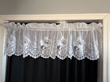 Floral Lace Valance Curtain Panels 36" W x 16" L White Elegant Window Treatment