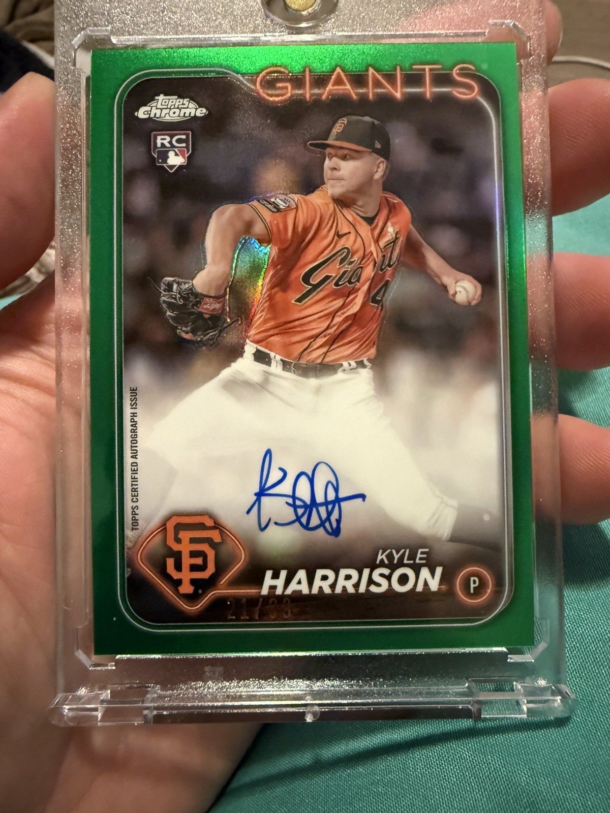 2024 Topps Chrome Rookie Auto Green 21/99 #RA-KH Kyle Harrison  - San Francisco