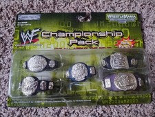 2000 Jakks WWF WrestleMania Championship Pack 5 Wrestling Belts Smoking Skull