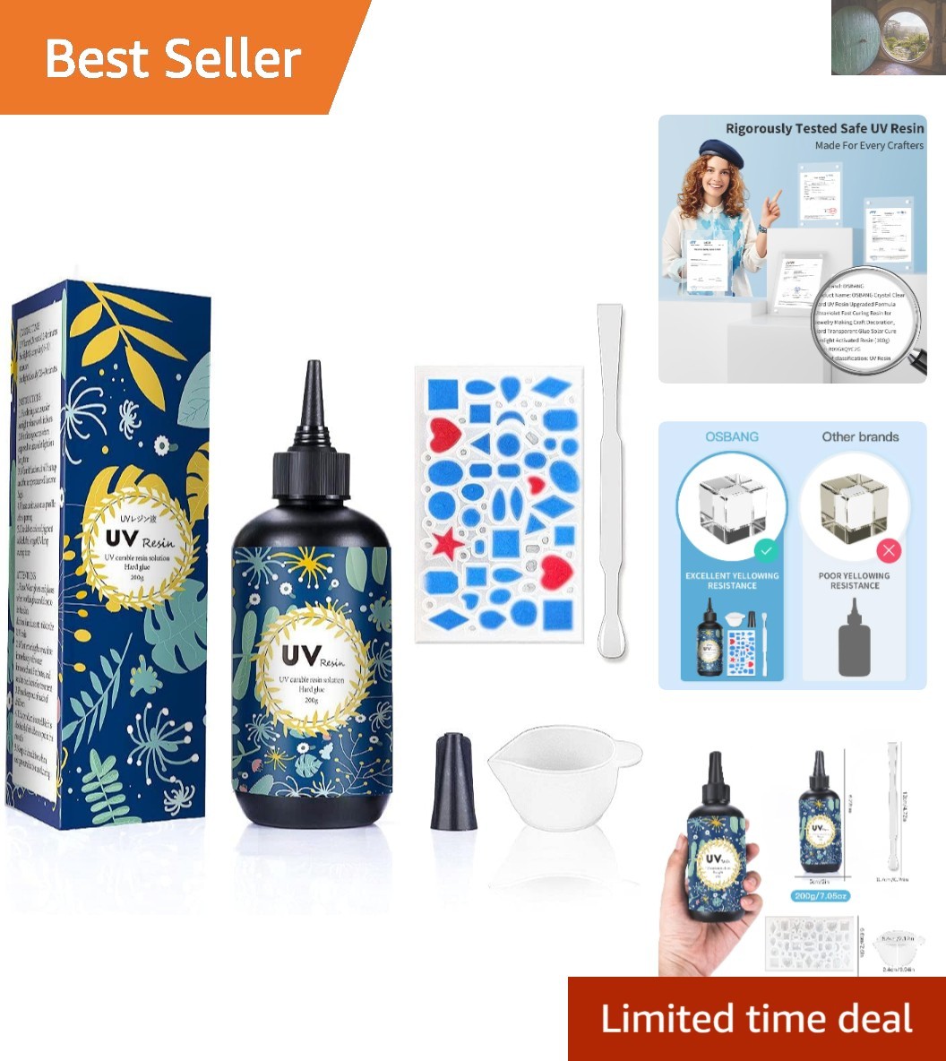 Crystal Clear Fast Curing Non-Toxic UV Resin for Jewelry 200g