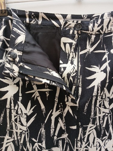 Jaeger size 14 Silk Black & White Bamboo Skirt front pockets Front Split L 24". - Picture 6 of 20