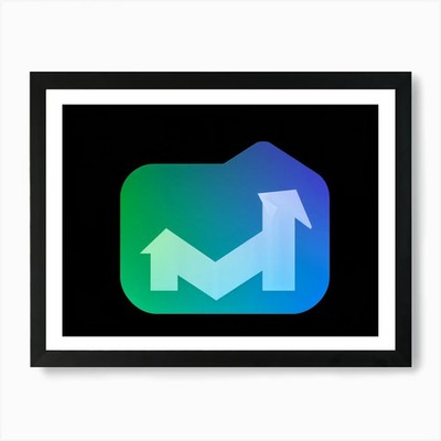 Pfeil nach oben Ikone leuchtet mit einem Hologr gerahmtes Wandbild Poster Leinwanddruck Bild