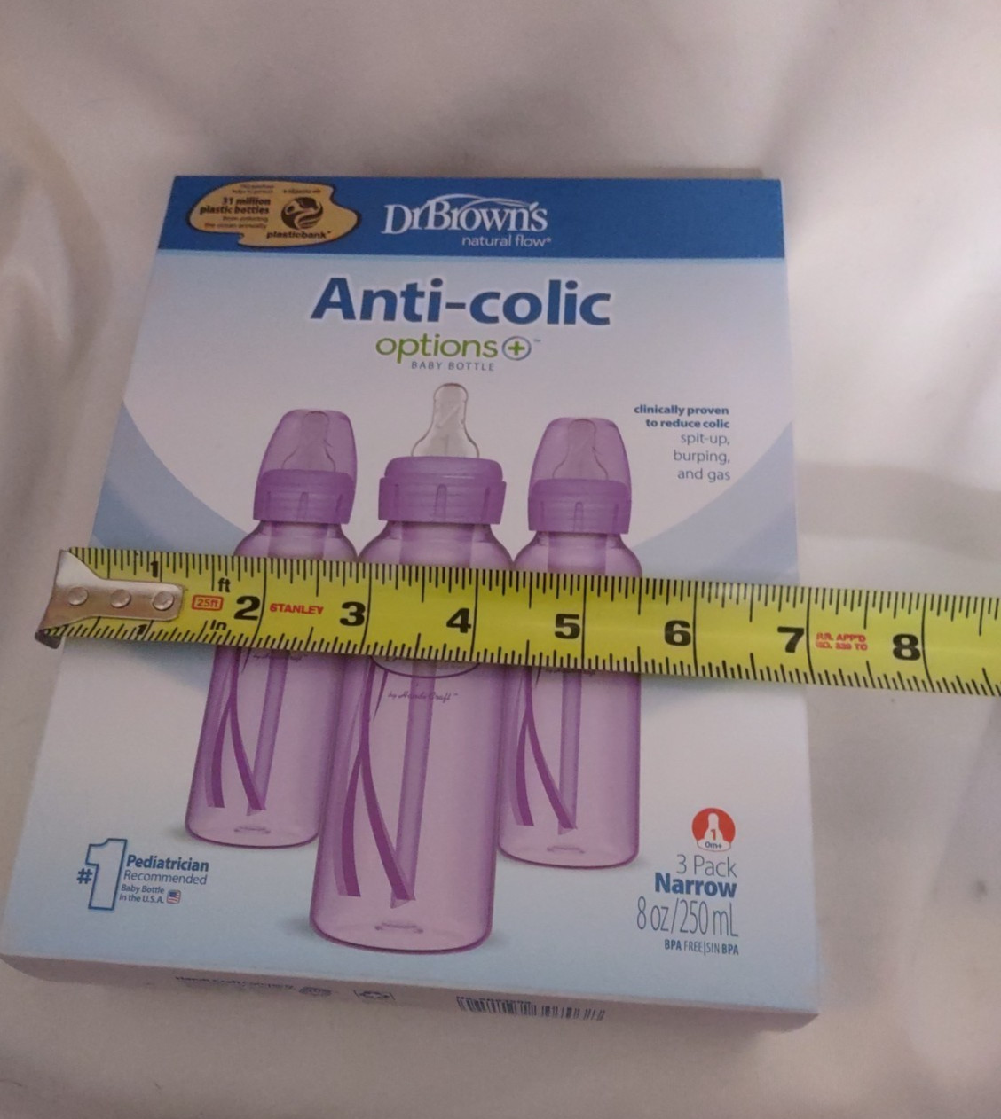 Dr Brown's Natural Flow Anti Colic Purple Baby Bottle Level One Three Pack 8oz