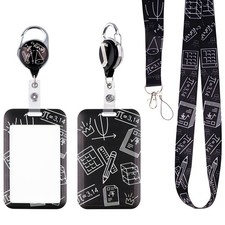 Math Lanyard with ID Badge Holder and Retractable Reel Clip, Student Teacher