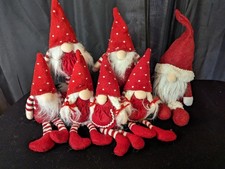 Set 7 Gnome Family Plush 7" - 11" Christmas Decor Red Holiday 99-5