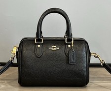 COACH CCF28 Mini Rowan Crossbody Bag In Signature Leather Gold/Black