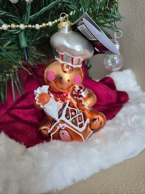 Robert Stanley Blown Glass Christmas Ornament Gingerbread Boy House Baker Chef